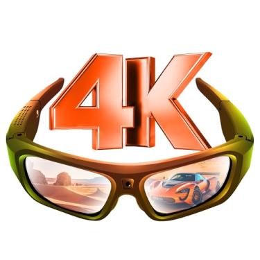 Imagem de Óculos de sol para câmera 4K, atualização 2025, óculos de sol inteligentes para homens, óculos de vídeo inteligente com proteção UV400 para esportes ao ar livre, ciclismo, caminhada, corrida, estilo e