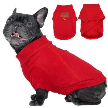 Imagem de Suéter de lã macia para cães, casaco quente de inverno, pulôver com anel de arnês, colete de lã aconchegante para cães pequenos, médios e grandes, gatos, meninos ou meninas, vermelho M