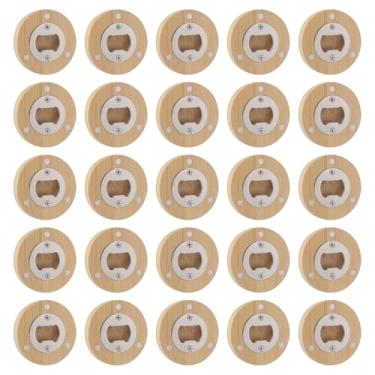 Imagem de Yugada Abridor de garrafas de madeira, 25 peças, abridor de garrafas de cerveja a granel, faça você mesmo, abridores magnéticos de bambu graváveis para geladeira, adesivo, presente, festa de casamento