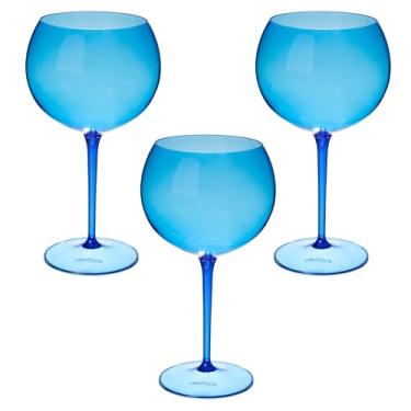 Imagem de Taça De Gin 600ml Kit 3un Acrílico Alto Padrão Premium (AZUL)