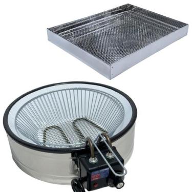 Imagem de Kit Fritadeira Elétrica Industrial Tacho Redondo Esmaltado 7 Litros co
