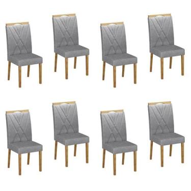 Imagem de Kit 8 Cadeiras para Sala de Jantar Pés em Madeira Maciça Lara - Valdem