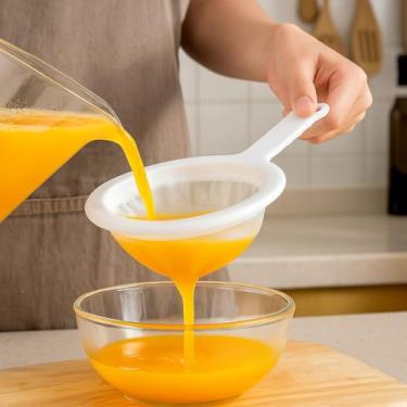 Imagem de 2 coadores de malha de nylon ultrafinos com alça, ferramenta de coar de cozinha de plástico para sucos, leite de soja, café, leite, filtro de alimentos de 100 malhas