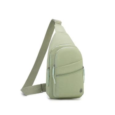 Imagem de Bolsa tiracolo pequena para mulheres e homens, mochila tiracolo de peito para viagens ao ar livre e caminhadas, Verde, Simplicidade