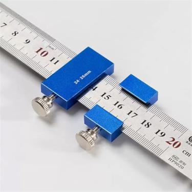 Imagem de 1 peça de rolhas de régua de carpinteiro de liga de alumínio azul - Escriba de precisão de régua de aço e medidor de marcação, com clipes de bolso para marcenaria e medidores
