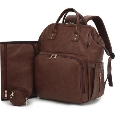 Imagem de Mochila ROSEGIN Bolsa de fraldas de material vegano impermeável 42x24x