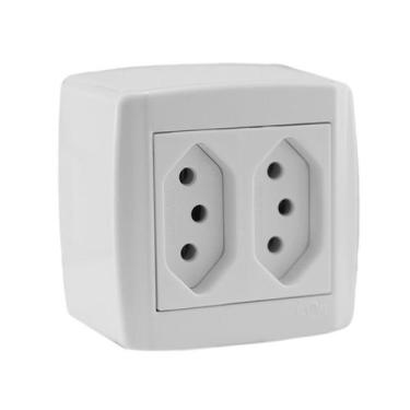 Imagem de Tomada Box Sobrepor Branco 2 Tomadas 2P + T 10A 250V - Ilumi