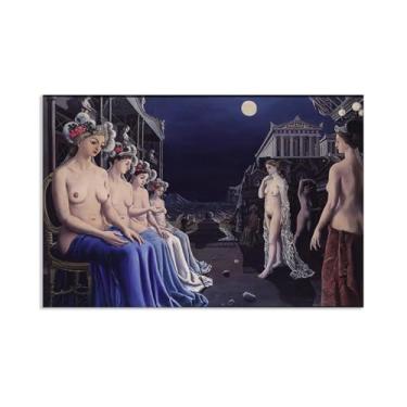 Imagem de Paul Delvaux Impressão Sirenes Pintura em Tela Arte Famosa Cartazes Surrealismo Imagem de Arte de Parede Para Decoração de Escritório em Casa Presente Exclusivo Pôster 60x40cm (60x40.6 cm)