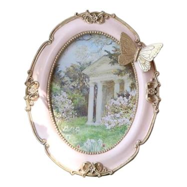 Imagem de Ｂｅｓｇａ Moldura de Resina Oval Vintage, Porta-cartões, Decoração de Parede Ou Exposição de Mesa para Sala de Estar Ou Quarto, Rosa, Tamanho real