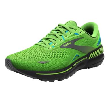 Imagem de Brooks Tênis de corrida masculino Adrenaline GTS 23 com suporte, Lagartixa verde/cinza/azul atômico, 9.5 Wide