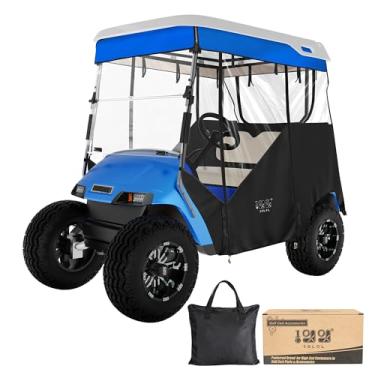 Imagem de 10L0L Gabinete de carrinho de golfe estilo pista de 2 passageiros para EZGO TXT, tecido resistente 600D à prova de vento, à prova d'água e isolada, caixa de condução fácil de enrolar com pista de