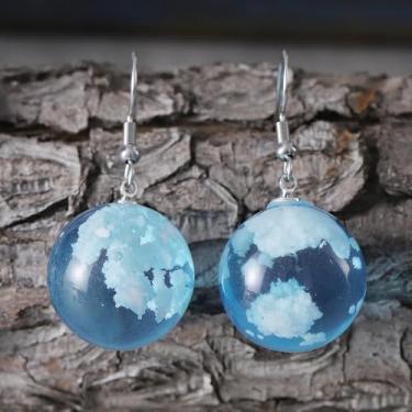 Imagem de Conjunto de colar de brincos vintage estilo étnico ocidental antigo prateado céu azul redondo brincos femininos boêmios joias presentes para mulheres, No Size, Liga de aço, Sem Pedra Preciosa