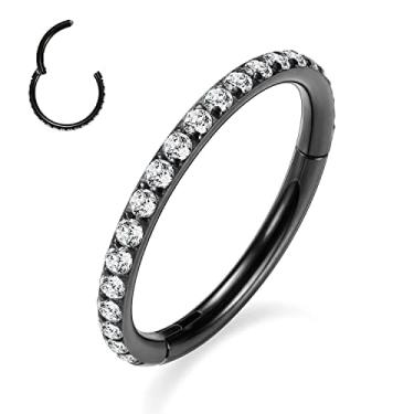 Imagem de PEAKLINK 20G 18G 16G 14G CZ/Opala Aço Inoxidável Sem Costura Articulada Segmento Anel Clicker Conch Septo Helix Cartilagem Piercing de Nariz 6/7/8//9/10/12mm, Metal, outro