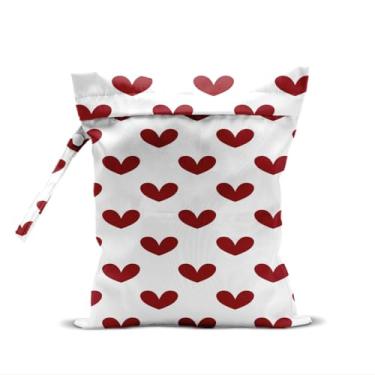 Imagem de Bolsa impermeável para roupas de banho, viagens, cosméticos, bolsas de maquiagem, academia, artigos de higiene, carrinho de bebê, bolsas de praia de viagem reutilizáveis (corações vermelhos)