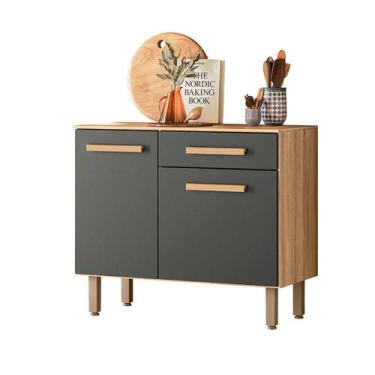 Imagem de Balcão Nicioli Lemon com 2 Portas e 1 Gaveta, FREIJO/CHUMBO