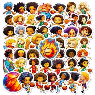 Imagem de 50 adesivos de jogador de basquete para garrafas de água, adesivos de vinil à prova d'água para álbuns de fotos, álbuns, telefones celulares, skate, adesivo de desenho animado para meninos, meninas