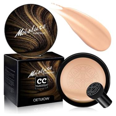 Imagem de OETUIOW Mushroom Head Air Cushion Cc Cream - Nova Base De Maquiagem Facial Bb Atualizada Para Pele Madura, Corretivo Hidratante E Iluminador Longa Duração, Embalagem Dourada (Natural, 3,21 Onças (Pa