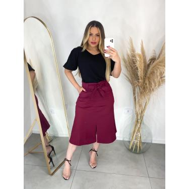 Imagem de Saia Midi Evasê Marcala Tecido Bengaline -  Vilma Valentti