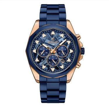 Imagem de Relógio De Aço Inoxidável Masculino Com Cronógrafo à Prova D´agua Azul