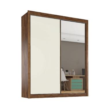 Imagem de Guarda Roupa Zurique 1 Porta Espelhada 100% Mdf Brauna/off White/brauna