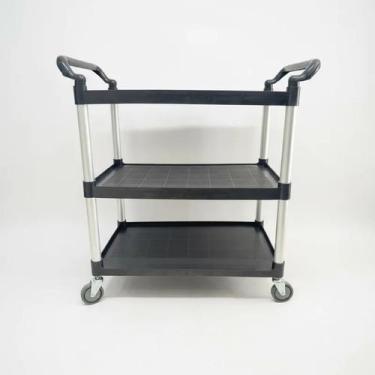 Imagem de Carrinho 3 Prateleiras Utilitário Profissional Preto - MEC
