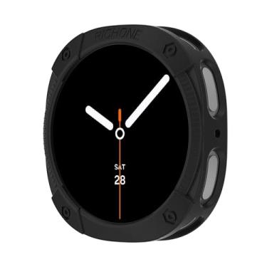 Imagem de RICHONE Compatível com Samsung Galaxy Watch 8 44 mm, capa robusta para Samsung Watch8 capa protetora durável de grau militar, à prova de choque flexível, preta, 44 mm