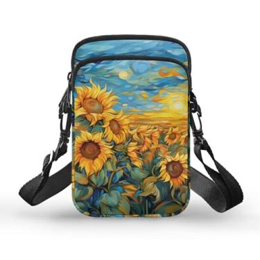 Imagem de Flashideas Bolsas transversais femininas para celular, bolsa de ombro, organizador de armazenamento para bolsa, bolsa de peito para viagens, Girassol, One Size