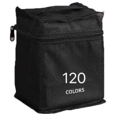 Imagem de KIT DE Caneta Marcadora 80/120 CORES+LIVRO 48 FOLHAS Ponta Dupla Conjunto de canetas colorida marker Artes (120 CORES+URSO ROSA)