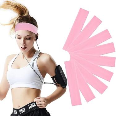 Imagem de Bandanas de treino para cabelo feminino 9 peças I antiderrapantes de algodão para meninas 6,3 cm de largura I faixas de suor atléticas de tecido elástico macio faixa de cabeça masculina