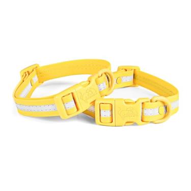 Imagem de lynxking Coleira refletiva impermeável ajustável durável para cães pequenos, médios e grandes, material de PVC de fácil limpeza