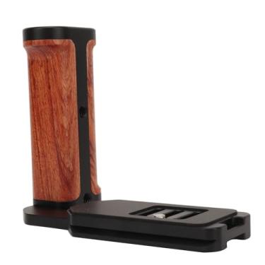 Imagem de Generic Suporte de Placa L para Micro Câmera única Com Alça de Madeira, Design de 3 Slots Ajustáveis ​​para Câmeras DSLR/sem Espelho, Sapata Fria para Luz LED/microfone