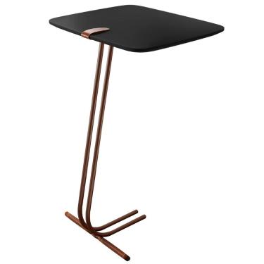 Imagem de Mesa Apoio Lateral Para Sofá Lisboa Pé Café Laca Preto