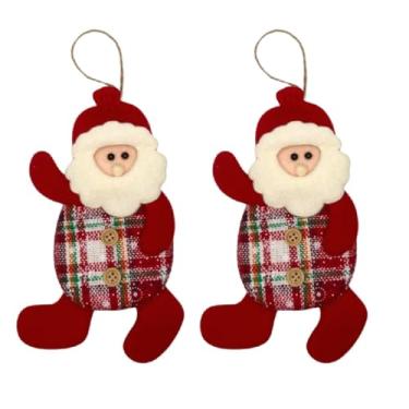 Imagem de Kit 2 Papai Noel Plush Xadrez Decoração Árvore Natal Enfeite 18cm