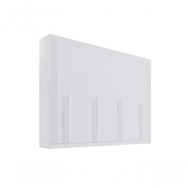 Imagem de Guarda Roupa Casal 8 Portas Ripado 8 Gavetas Com Pés Daymont - D' Doro Branco/ripado