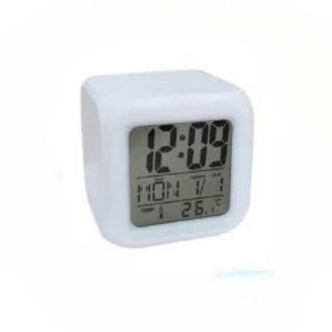 Imagem de Mini Relógio Despertador Digital Branco