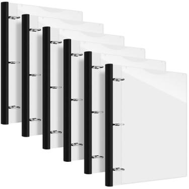 Imagem de Henoyso 6 fichários telescópicos de 2,5 cm com lombada telescópica, capacidade para 200 folhas, 3 anéis redondos, fichário de plástico flexível com capa frontal transparente para escola, escritório