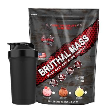Imagem de Kit Hipercalórico Bruthal Mass 3kg + Coqueteleira - Bruthal Sports Supplements (Baunilha)
