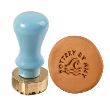 Imagem de Carimbo de cerâmica personalizado, assinatura de argila personalizada e logotipo de cerâmica e carimbo de sabão com sua assinatura de ferramenta de latão (3,8 cm)
