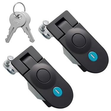 Imagem de Pacote com 2 travas de compressão com mola com botão, travas de armário de liga de zinco com chaves para armazenamento de trailer, trava de batida resistente