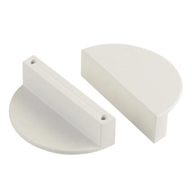 Imagem de funifiti Pacote com 4 puxadores modernos de gavetas de cozinha 6,3 cm branco quente meia lua guarda-roupa porta puxador dedo semicírculo encaixe de móveis contemporâneos