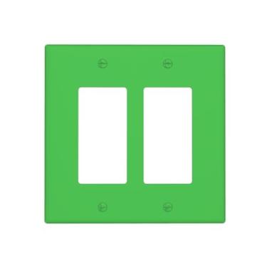 Imagem de Wmhusu Capas de tomada verde brilhante para interruptor de luz de 2 gangues duplo balancim usb placa de parede decorativa receptáculo GFCI placa elétrica para banheiro, quarto, decoração de casa