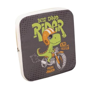 Imagem de Milageto Assento Elevatório Infantil para Cadeiras de Jantar, Almofada Quadrada com Recursos Antiderrapantes E Alças, Dinossauro de motocicleta, 40cm x 40cm x 5cm