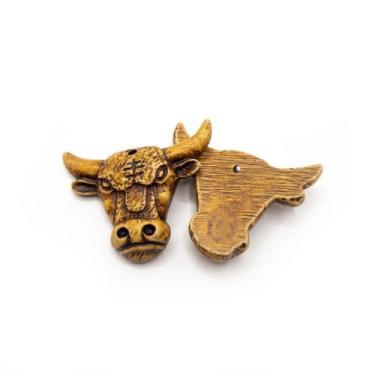Imagem de Pingente Touro 43x51mm 20pçs Resina Tom Madeira Artesanato 280g - Maca