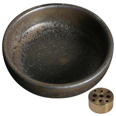 Imagem de Esmalte de ferrugem de ferro Hotpot, placa de cerâmica queimada jiutian, base de suporte de incenso de nove furos, vinagre de molho de soja, design redondo ideal, restaurantes e casa