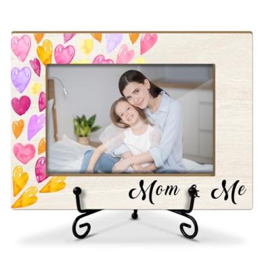 Imagem de Porta-retrato de madeira para mães, presente de aniversário de Dia das Mães, o melhor presente de mãe da filha e filho, porta-retrato 10 x 15 com suporte de ferro para mesa de mesa, decoração de mesa