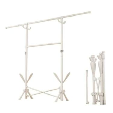 Imagem de Hhsdyl Varão de Roupa Ajustável em Comprimento, Organizador de Roupeiro do Chão ao Teto para Roupas, Suporte de Alcance para Ambiente Interior e Exterior,White,single D