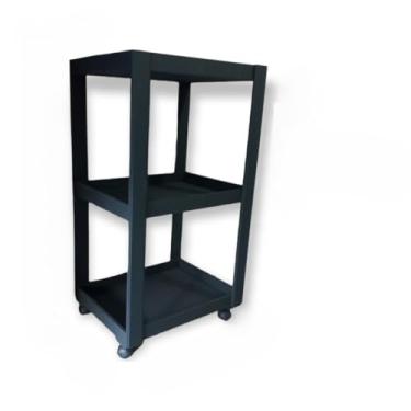 Imagem de Carrinho Auxiliar com Rodas 65,5cm - Carrinho Organizador Multiuso para Estética e Escritório - Preto/Branco/Rosa(Preto SEM Gaveta)