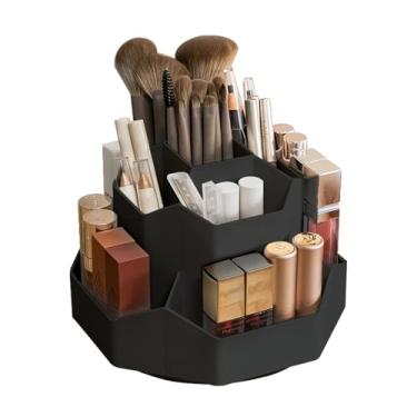 Imagem de TNDCKP Organizador de pincéis de maquiagem com rotação de 360° com 9 compartimentos, organizadores de maquiagem para bancada, organização de maquiagem e armazenamento de cuidados com a pele para
