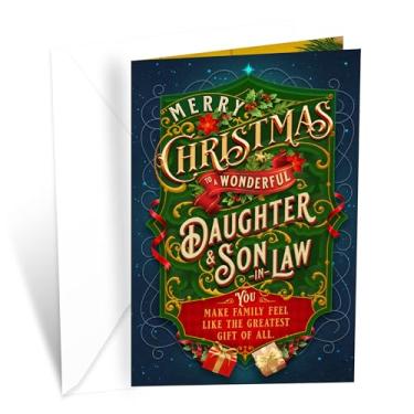 Imagem de Prime Greetings Cartão de Natal para filha e genro, feito na América, cartolina grossa com envelope premium embalado em um envelope de apresentação reutilizável, ecológico, 12,7 cm x 19,7 cm