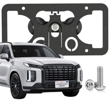 Imagem de Moldura de placa de licença frontal resistente compatível com Hyundai Palisade, Santa Cruz, Santa Fe 4ª geração TM, Tucson 4ª geração NX4, Tucson Plug-in Hybrid 4ª geração NX4, suporte de placa de
